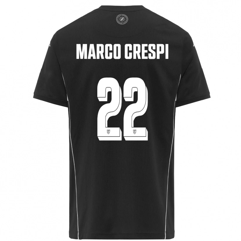 Danxen Femme Maillot Gian Marco Crespi #22 Noir Blanc Tenues Extérieur 2025/26 T-Shirt