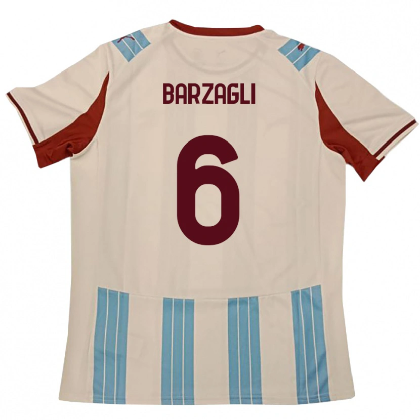 Danxen Femme Maillot Gabriele Barzagli #6 Bleu Ciel Blanc Tenues Extérieur 2025/26 T-Shirt