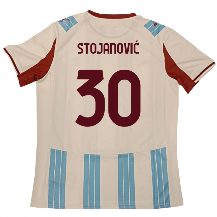 Danxen Femme Maillot Petar Stojanović #30 Bleu Ciel Blanc Tenues Extérieur 2025/26 T-Shirt