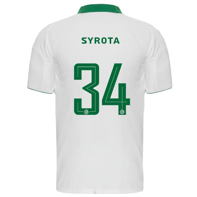 Danxen Femme Maillot Oleksandr Syrota #34 Blanc Vert Tenues Extérieur 2025/26 T-Shirt