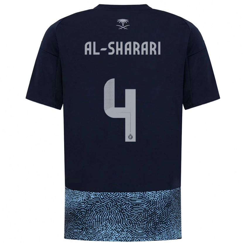 Danxen Femme Maillot Nader Al-Sharari #4 Marine Bleu Ciel Tenues Extérieur 2025/26 T-Shirt