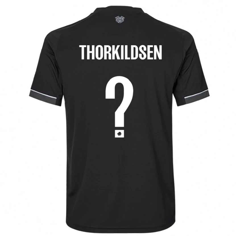 Danxen Femme Maillot Elias Thorkildsen #0 Noir Blanc Tenues Extérieur 2025/26 T-Shirt
