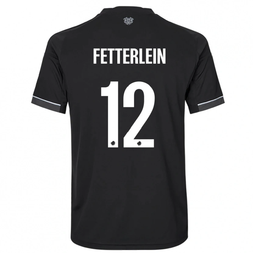 Danxen Femme Maillot Sean Fetterlein #12 Noir Blanc Tenues Extérieur 2025/26 T-Shirt