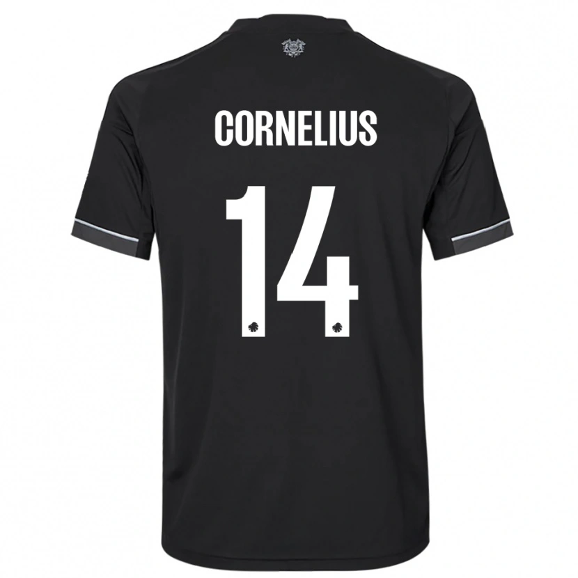 Danxen Femme Maillot Andreas Cornelius #14 Noir Blanc Tenues Extérieur 2025/26 T-Shirt