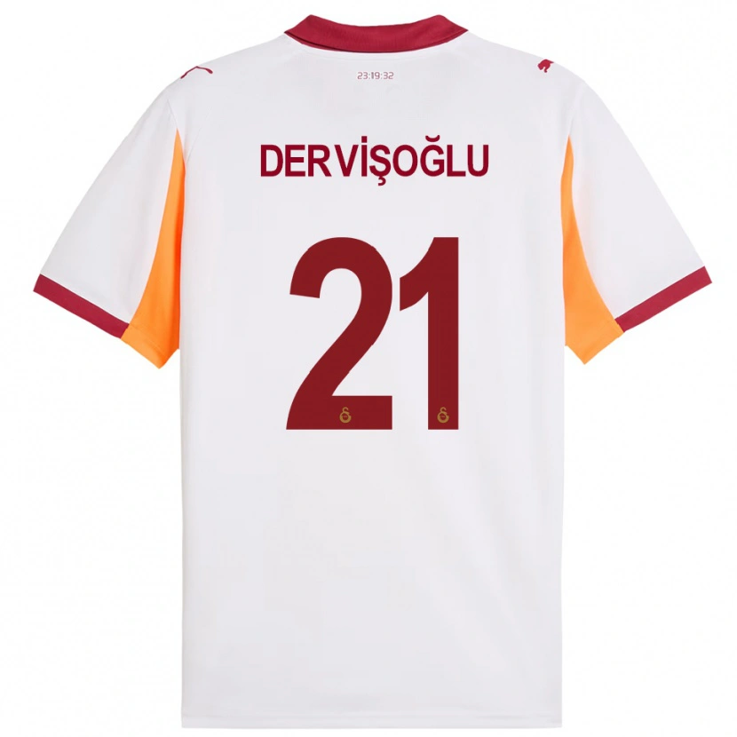 Danxen Femme Maillot Halil Dervişoğlu #21 Blanc Rouge Tenues Extérieur 2025/26 T-Shirt
