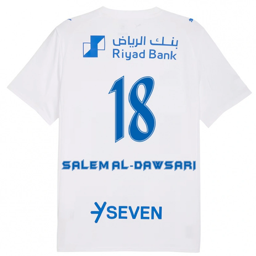 Danxen Femme Maillot Nawaf Salem Al-Dawsari #18 Blanc Bleu Tenues Extérieur 2025/26 T-Shirt