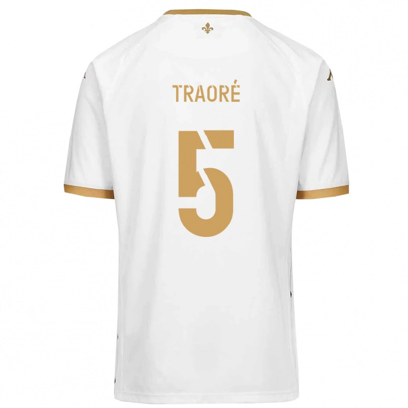 Danxen Femme Maillot Franck Traoré #5 Blanc Or Tenues Extérieur 2025/26 T-Shirt