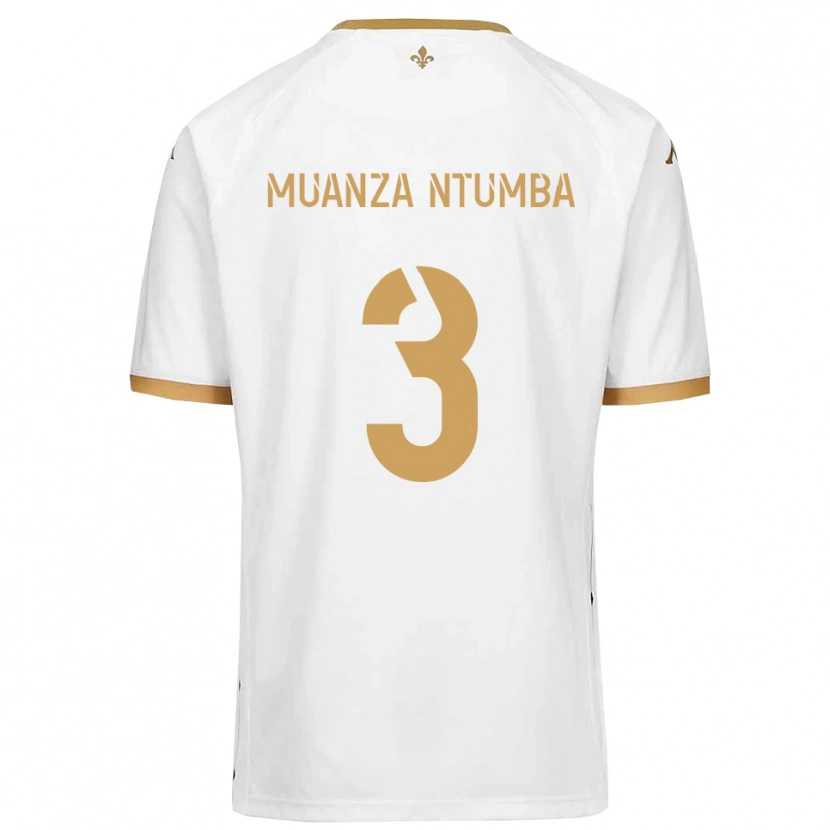 Danxen Femme Maillot Olivier Muanza Ntumba #3 Blanc Or Tenues Extérieur 2025/26 T-Shirt