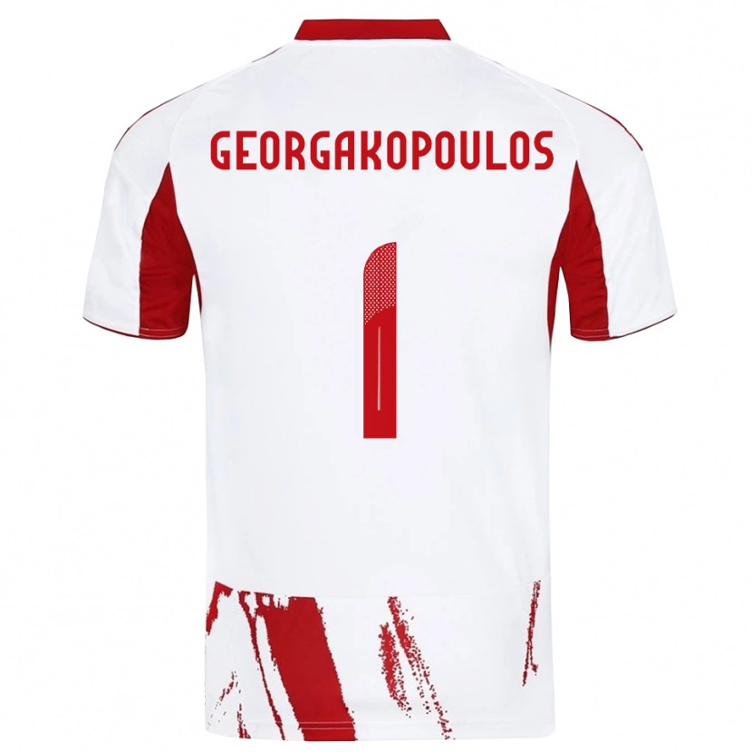 Danxen Femme Maillot Iason Georgakopoulos #1 Blanc Rouge Tenues Extérieur 2025/26 T-Shirt