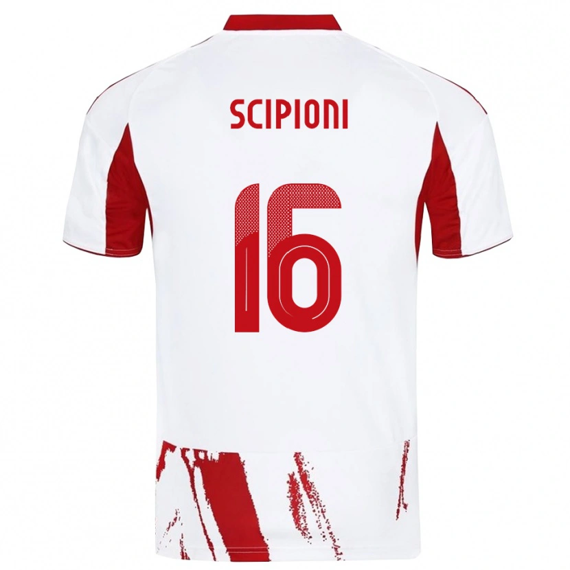 Danxen Femme Maillot Lorenzo Scipioni #16 Blanc Rouge Tenues Extérieur 2025/26 T-Shirt