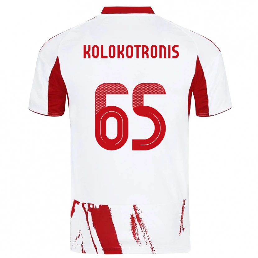 Danxen Femme Maillot Petros Kolokotronis #65 Blanc Rouge Tenues Extérieur 2025/26 T-Shirt