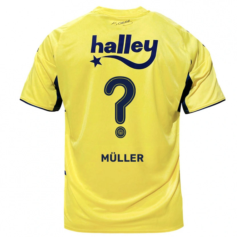 Danxen Femme Maillot Fabian Emre Ernst Müller #0 Jaune Marine Tenues Extérieur 2025/26 T-Shirt