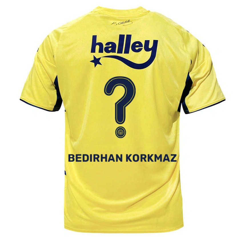 Danxen Femme Maillot Yağız Bedirhan Korkmaz #0 Jaune Marine Tenues Extérieur 2025/26 T-Shirt
