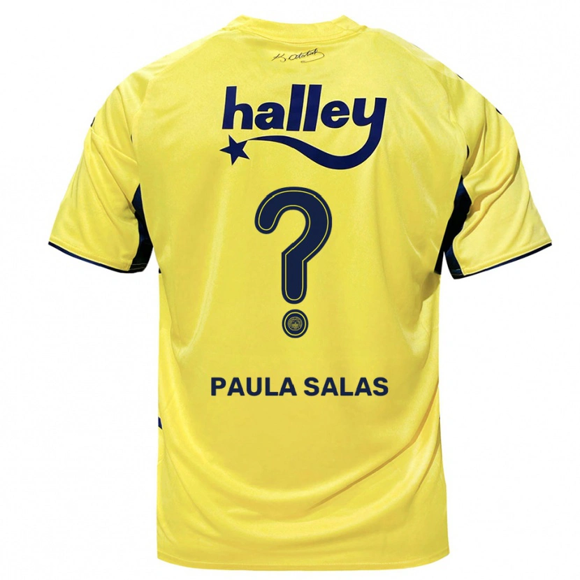 Danxen Femme Maillot María Paula Salas #0 Jaune Marine Tenues Extérieur 2025/26 T-Shirt
