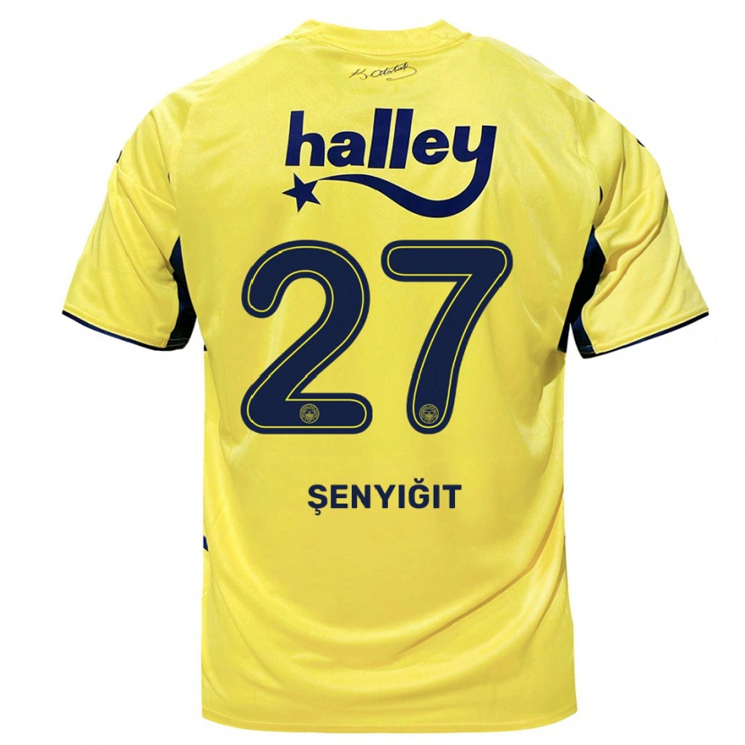 Danxen Femme Maillot Enes Şenyiğit #27 Jaune Marine Tenues Extérieur 2025/26 T-Shirt