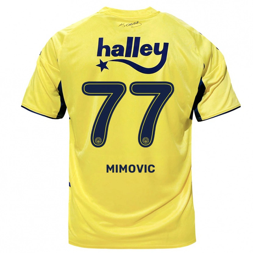 Danxen Femme Maillot Ognjen Mimovic #77 Jaune Marine Tenues Extérieur 2025/26 T-Shirt