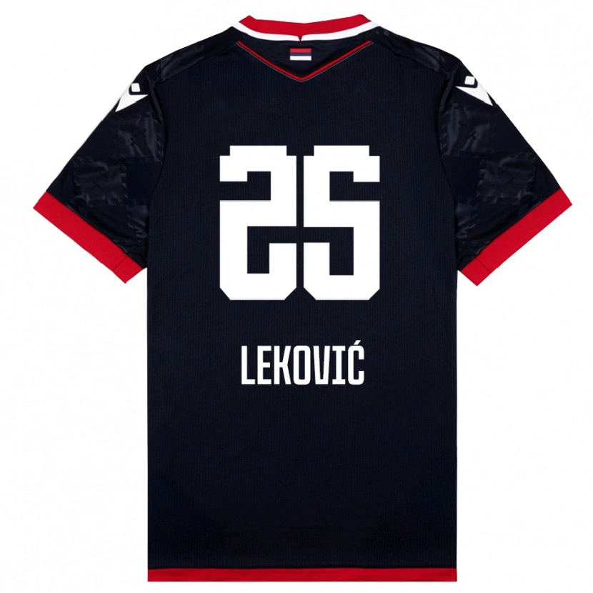 Danxen Femme Maillot Stefan Leković #25 Noir Rouge Tenues Extérieur 2025/26 T-Shirt