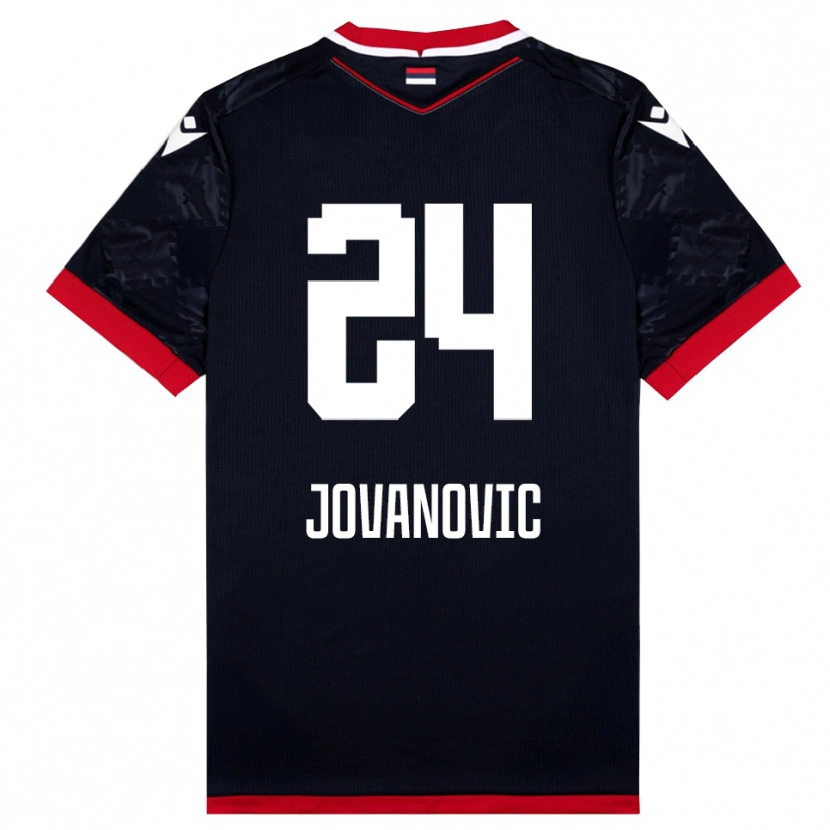 Danxen Femme Maillot Luka Jovanovic #24 Noir Rouge Tenues Extérieur 2025/26 T-Shirt