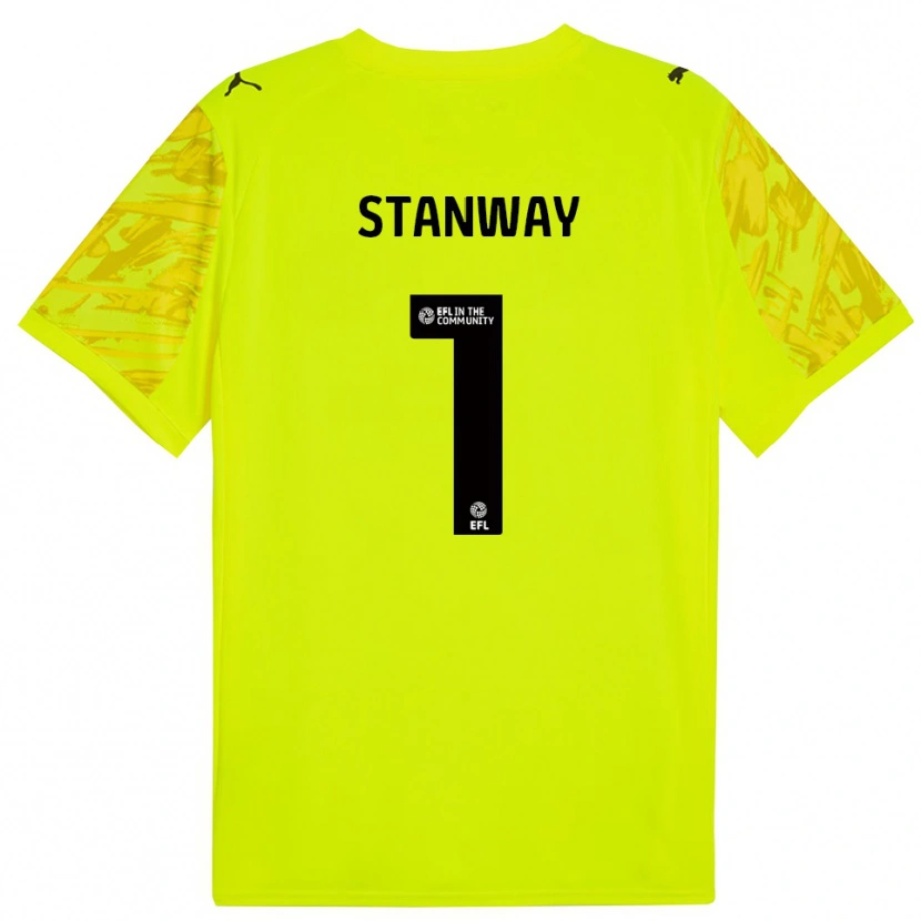 Danxen Enfant Wyll Stanway #1 Maillot de Gardien Noir Jaune 2025/26 T-shirt