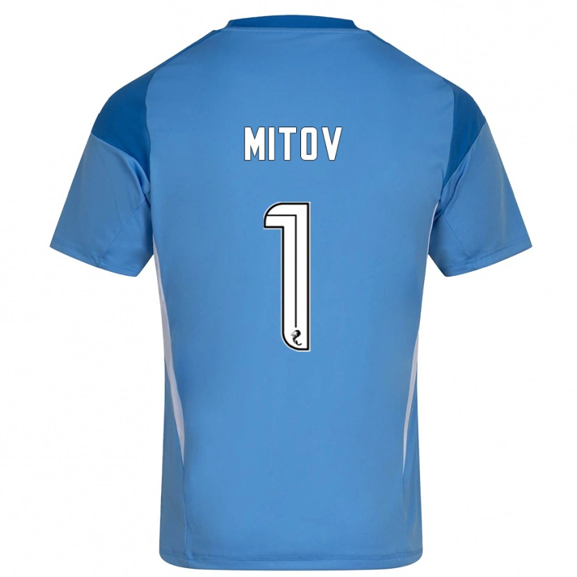 Danxen Enfant Dimitar Mitov #1 Maillot de Gardien Blanc Bleu 2025/26 T-shirt