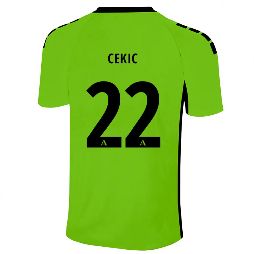 Danxen Enfant Adnan Cekic #22 Maillot de Gardien Vert Herbe Noir 2025/26 T-shirt