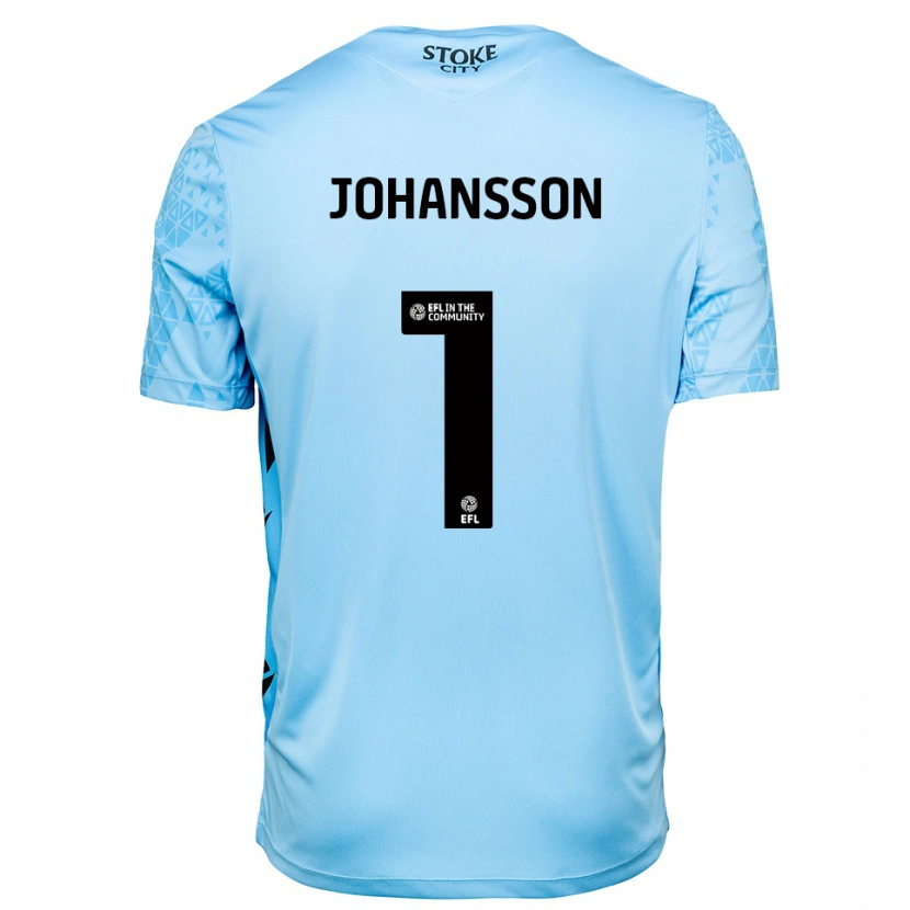 Danxen Enfant Viktor Johansson #1 Maillot de Gardien Noir Bleu Ciel 2025/26 T-shirt