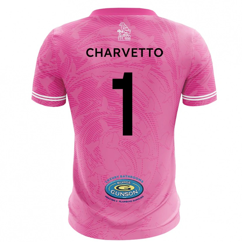 Danxen Enfant Michael Charvetto #1 Maillot de Gardien Blanc Rose 2025/26 T-shirt