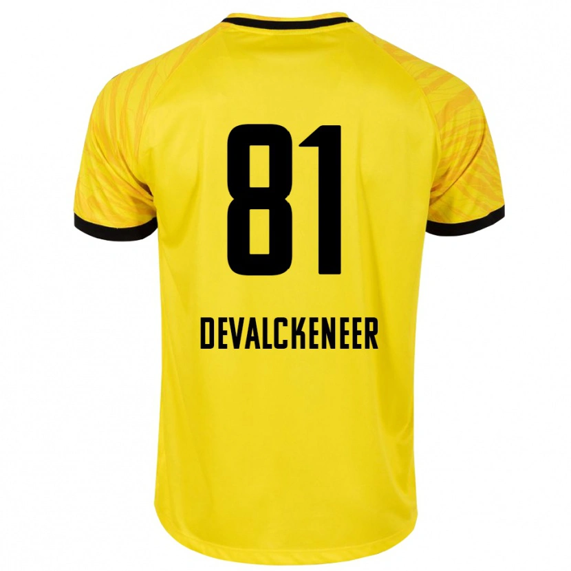 Danxen Enfant Niels Devalckeneer #81 Maillot de Gardien Jaune Noir 2025/26 T-shirt
