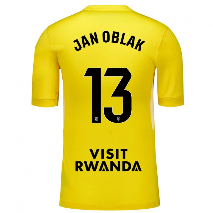 Danxen Enfant Jan Oblak #13 Maillot de Gardien Jaune Noir 2025/26 T-shirt