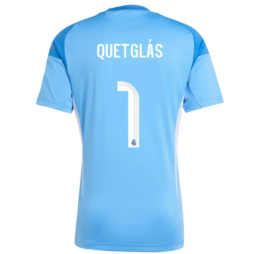 Danxen Enfant Ferran Quetglás #1 Maillot de Gardien Bleu Ciel Blanc 2025/26 T-shirt