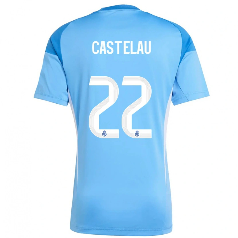 Danxen Enfant Alber Castelau #22 Maillot de Gardien Bleu Ciel Blanc 2025/26 T-shirt