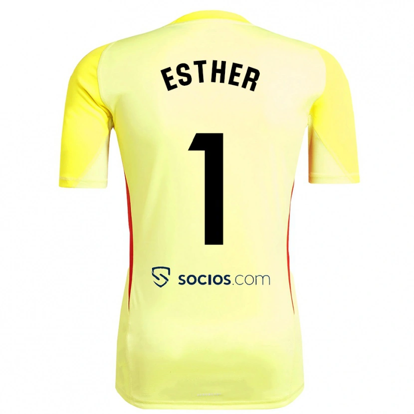 Danxen Enfant Esther Sullastres Ayuso #1 Maillot de Gardien Jaune Rouge Noir 2025/26 T-shirt