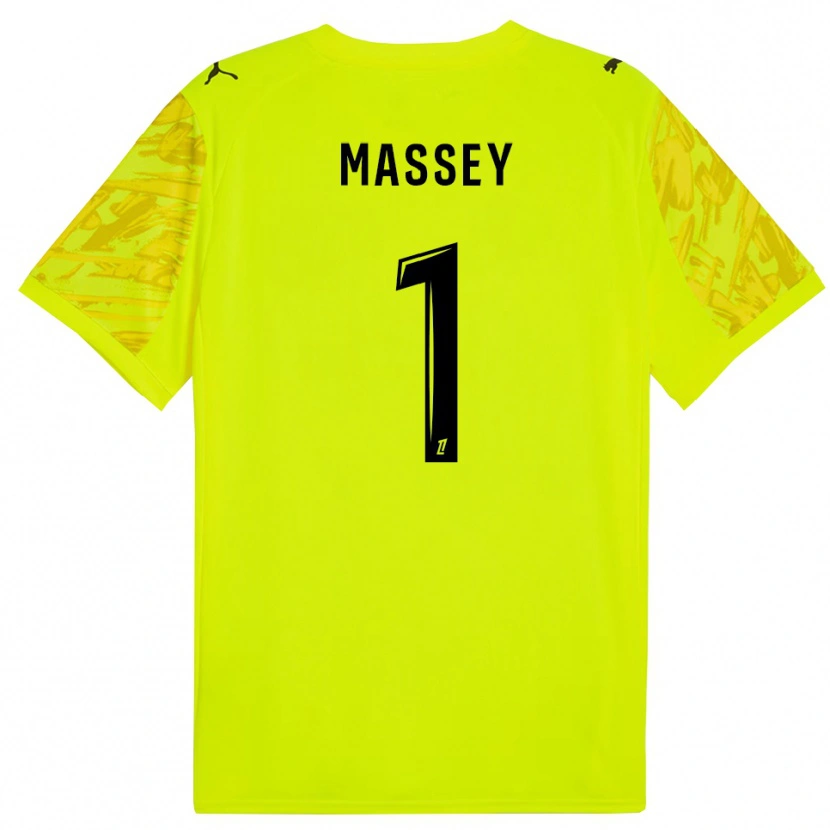 Danxen Enfant Kayza Massey #1 Maillot de Gardien Vert Fluo Jaune 2025/26 T-shirt