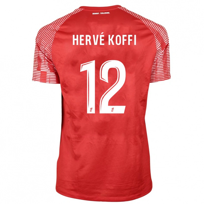 Danxen Enfant Hervé Koffi #12 Maillot de Gardien Rouge Blanc 2025/26 T-shirt
