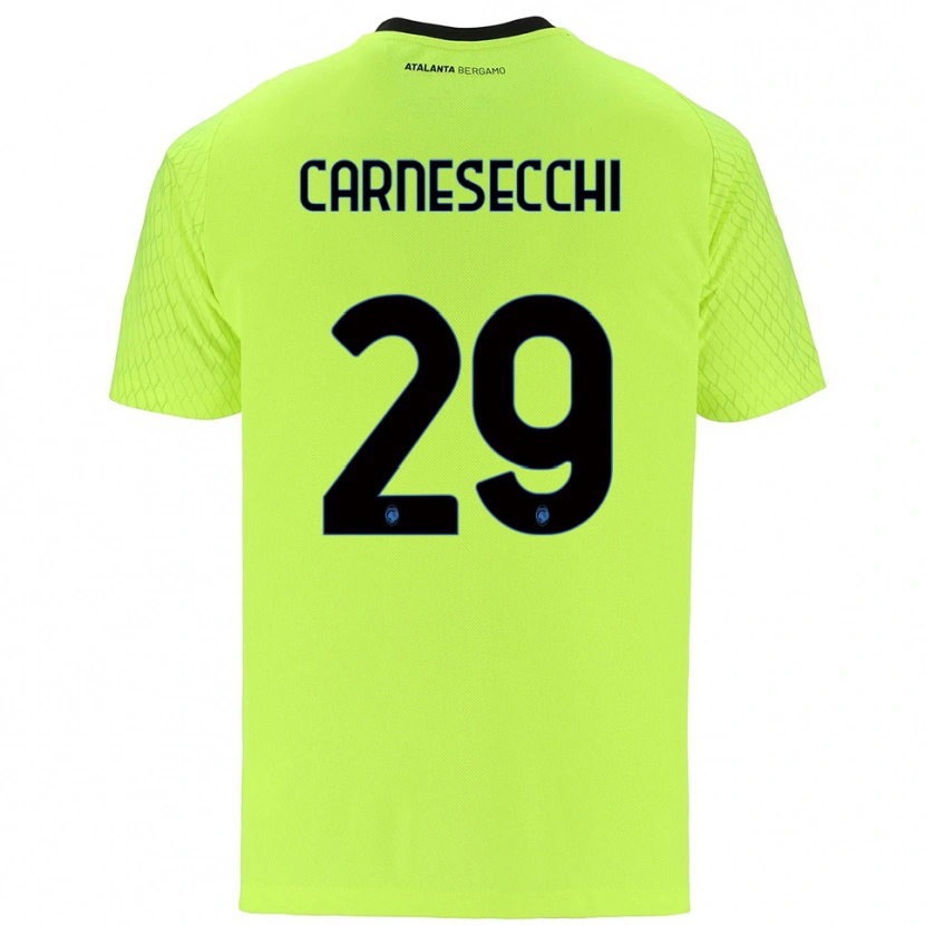 Danxen Enfant Marco Carnesecchi #29 Maillot de Gardien Vert Jaune Rouge 2025/26 T-shirt