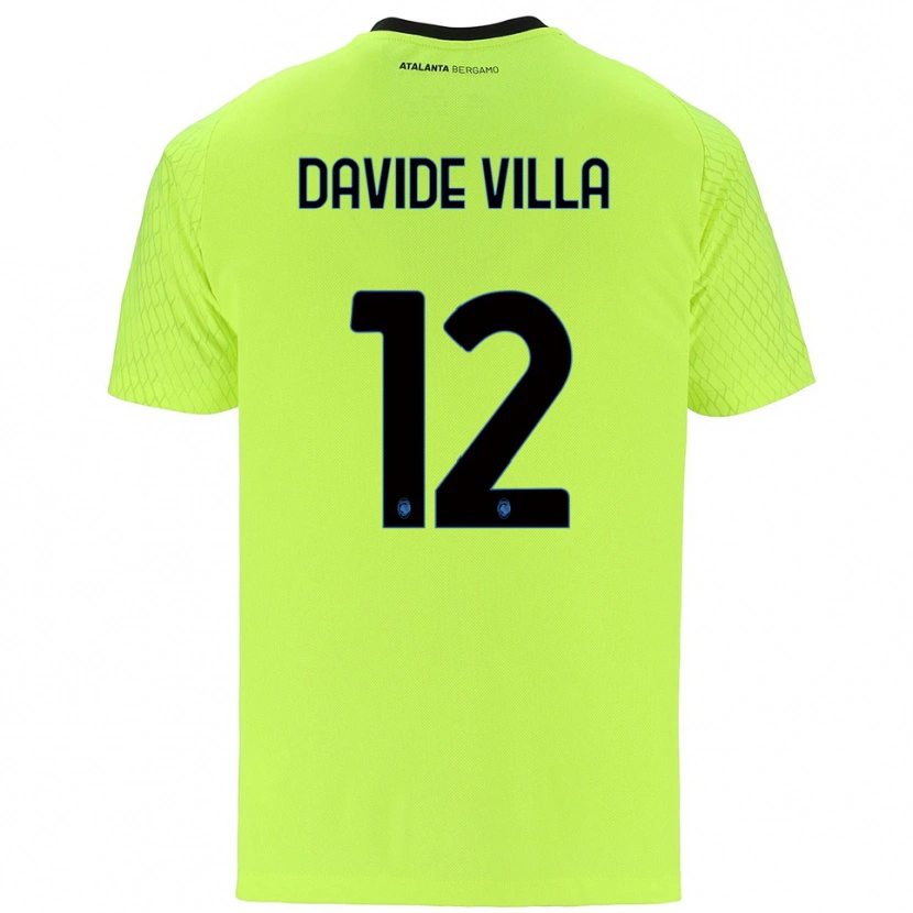 Danxen Enfant Matteo Davide Villa #12 Maillot de Gardien Vert Jaune Rouge 2025/26 T-shirt