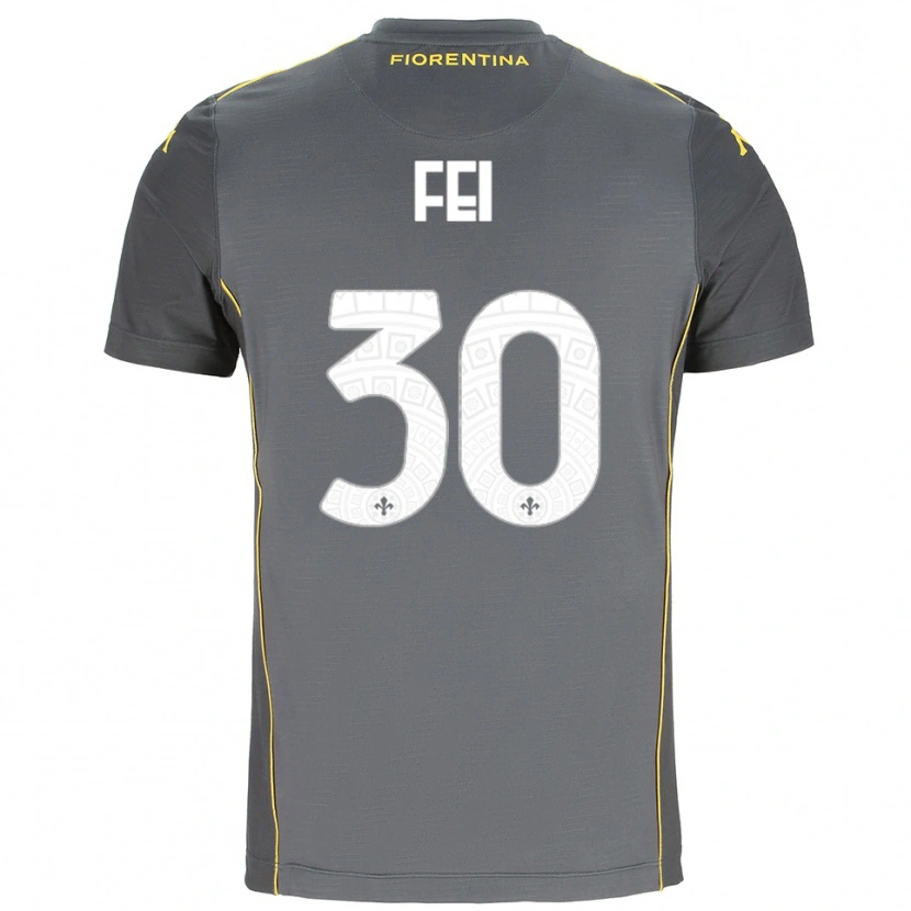 Danxen Enfant Gianmaria Fei #30 Maillot de Gardien Gris Foncé Jaune 2025/26 T-shirt