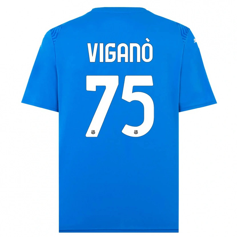 Danxen Enfant Lorenzo Viganò #75 Maillot de Gardien Bleu Blanc 2025/26 T-shirt