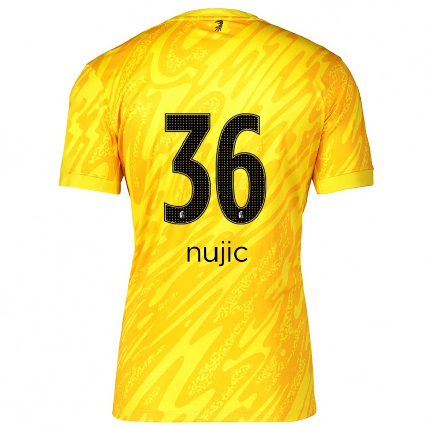 Danxen Enfant Luka Nujic #36 Maillot de Gardien Jaune Noir 2025/26 T-shirt