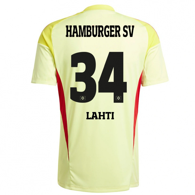 Danxen Enfant Elias Lahti #34 Maillot de Gardien Jaune Noir Rouge 2025/26 T-shirt