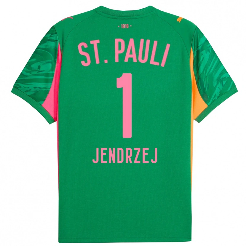 Danxen Enfant Kevin Jendrzej #1 Maillot de Gardien Vert Orange Rose 2025/26 T-shirt
