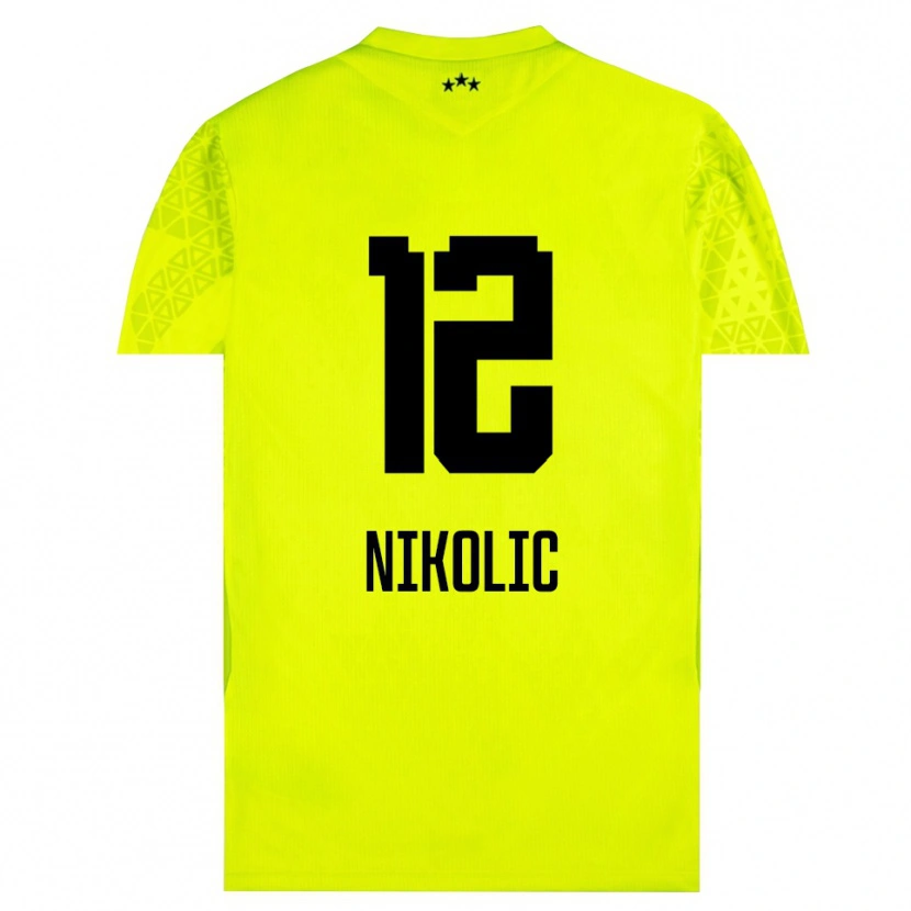 Danxen Enfant Uros Nikolic #12 Maillot de Gardien Vert Jaune Noir 2025/26 T-shirt