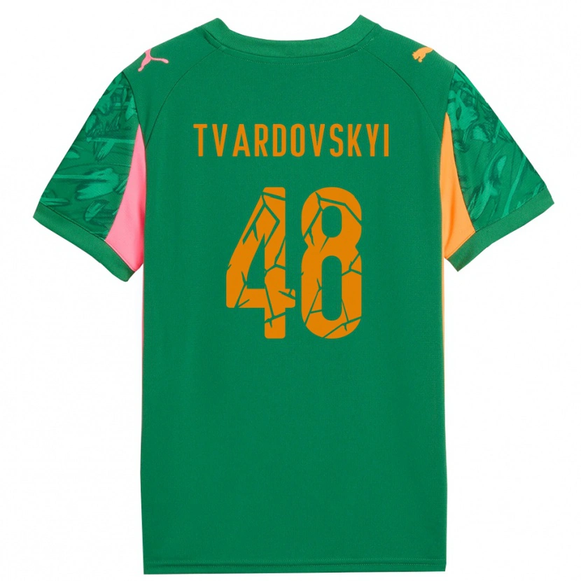 Danxen Enfant Denys Tvardovskyi #48 Maillot de Gardien Vert Orange Rose 2025/26 T-shirt