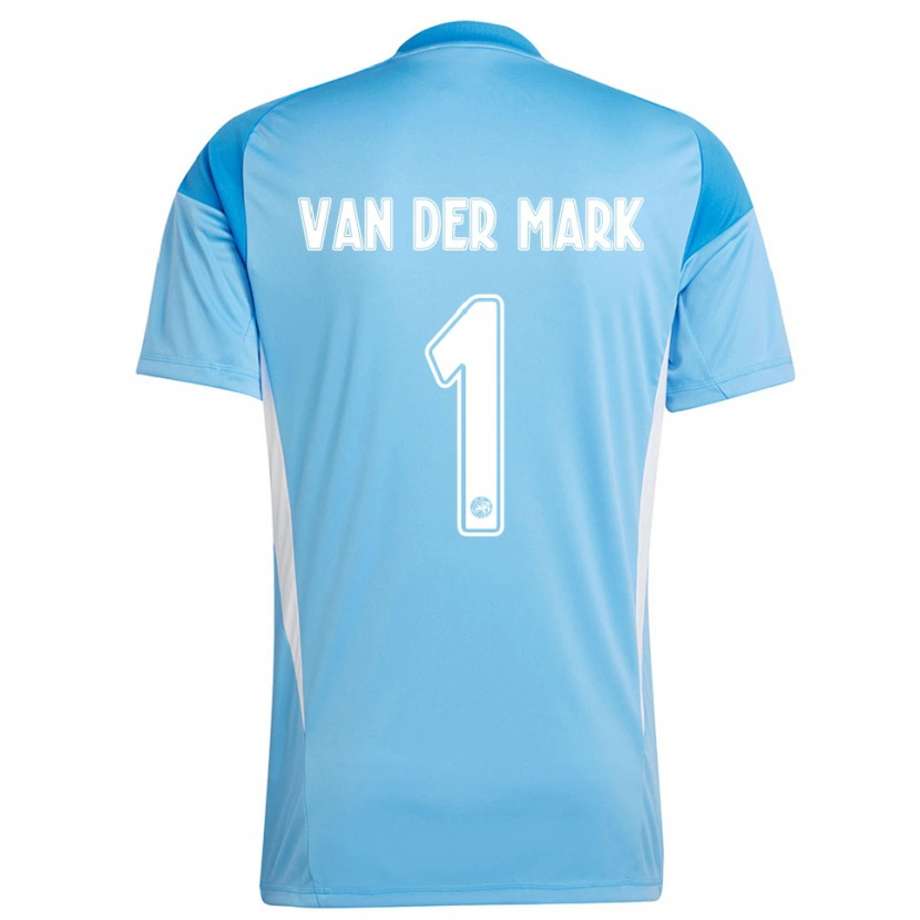 Danxen Enfant Jesper van der Mark #1 Maillot de Gardien Bleu Clair Blanc 2025/26 T-shirt