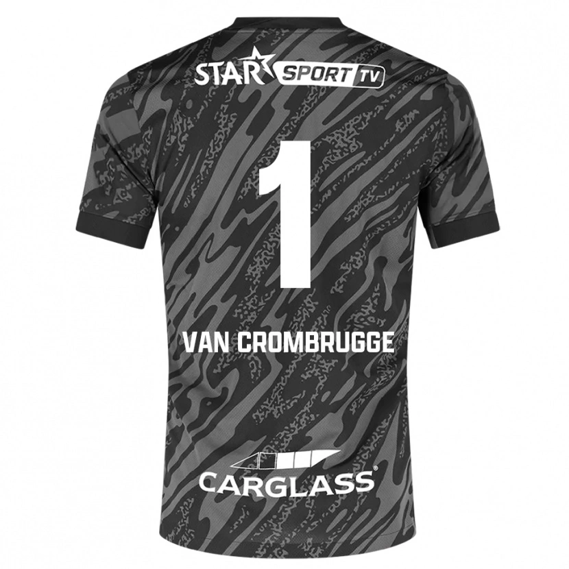 Danxen Enfant Hendrik Van Crombrugge #1 Maillot de Gardien Gris Foncé Noir 2025/26 T-shirt