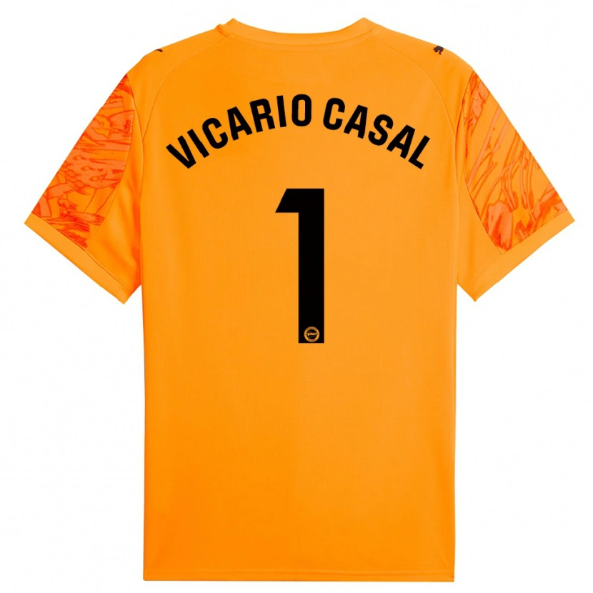 Danxen Enfant Jimena Vicario Casal #1 Maillot de Gardien Orange Noir 2025/26 T-shirt