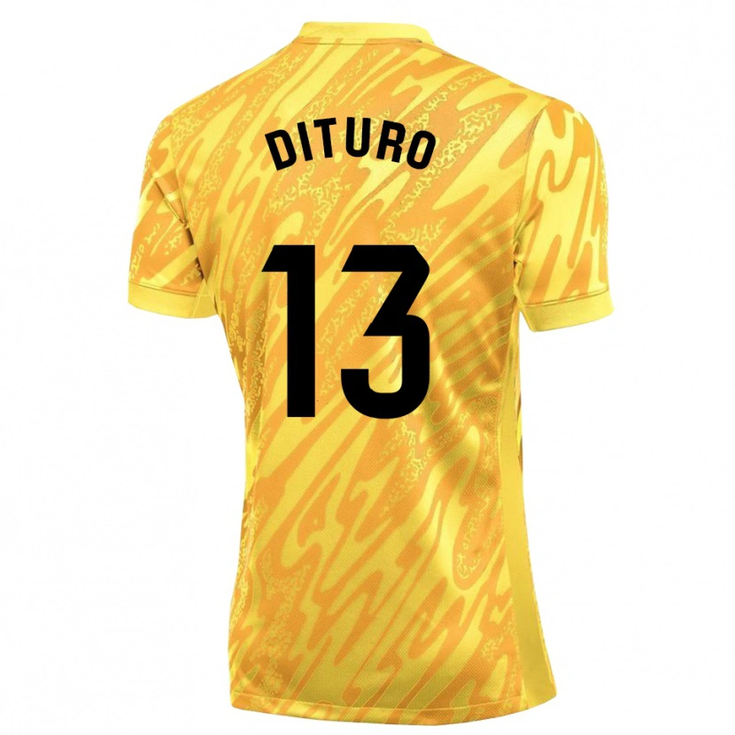 Danxen Enfant Matías Dituro #13 Maillot de Gardien Jaune Noir 2025/26 T-shirt
