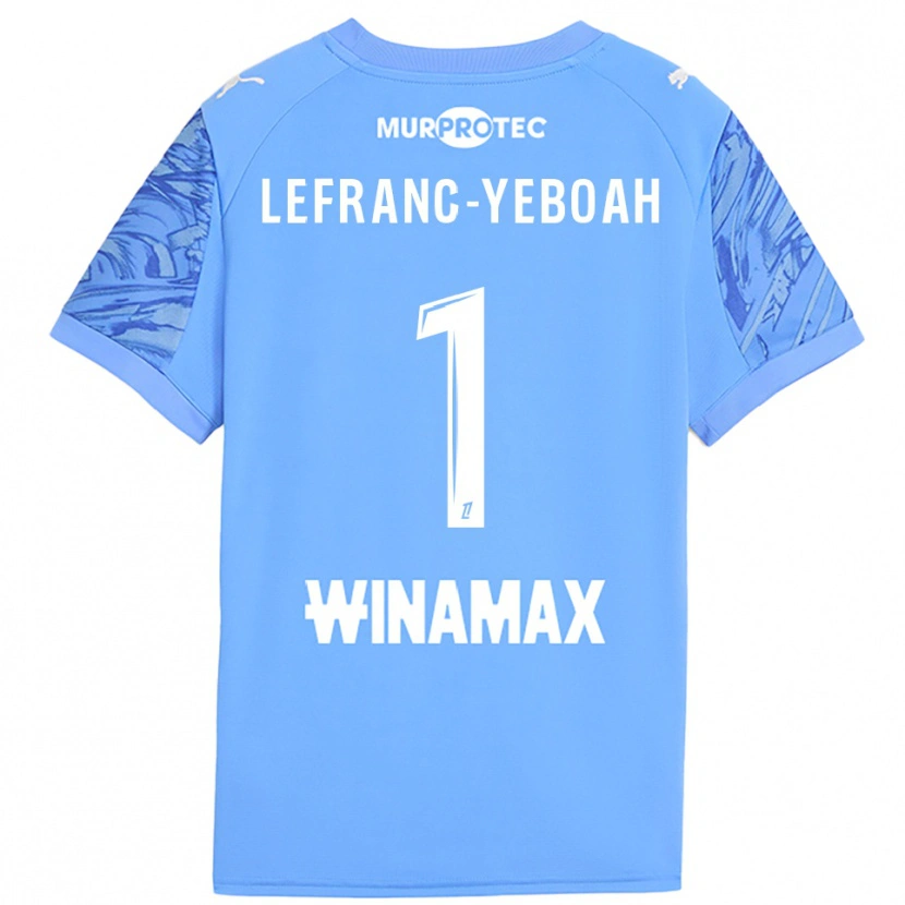 Danxen Enfant Daïvy Lefranc-Yeboah #1 Maillot de Gardien Bleu Clair Blanc 2025/26 T-shirt