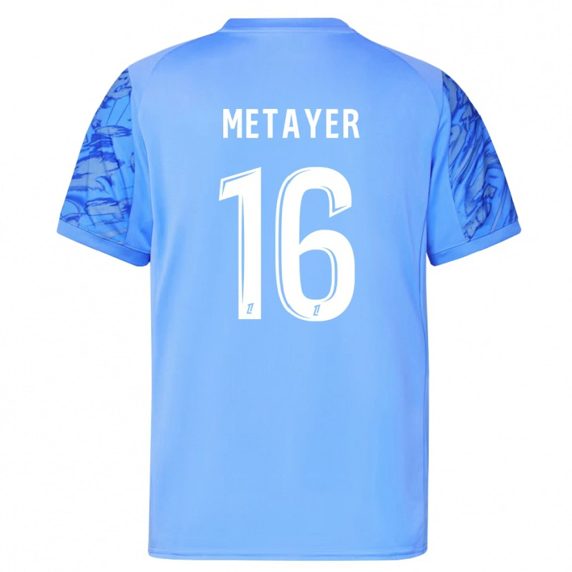 Danxen Enfant Maxence Metayer #16 Maillot de Gardien Bleu Blanc 2025/26 T-shirt
