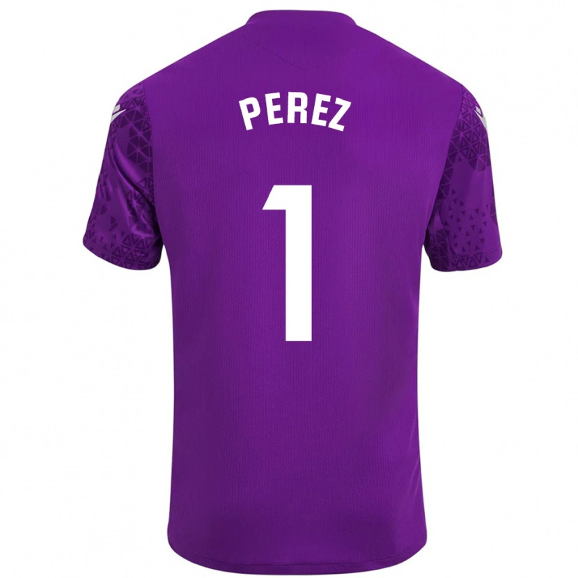 Danxen Enfant Fer Pérez #1 Maillot de Gardien Violet Foncé Blanc 2025/26 T-shirt